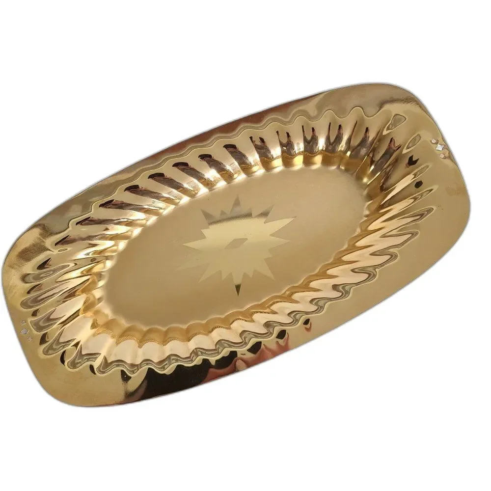 Vintage Forman Metal Gold Tone Serving Tray Platter 23K Gold Electro Plated